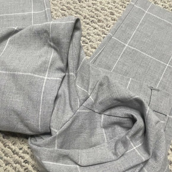 Bershka Womens Skinny Cropped Fit Gray Plaid Pants - Picture 10 of 12